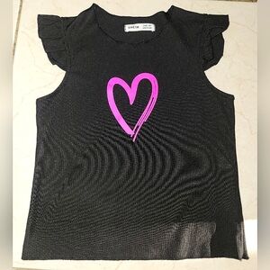 Black and Pink Short Sleeve Tee with Heart Design